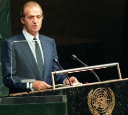Su Majestad el Rey durante su intervención en la apertura de la 41ª sesión de la Organización de Naciones Unidas (ONU)